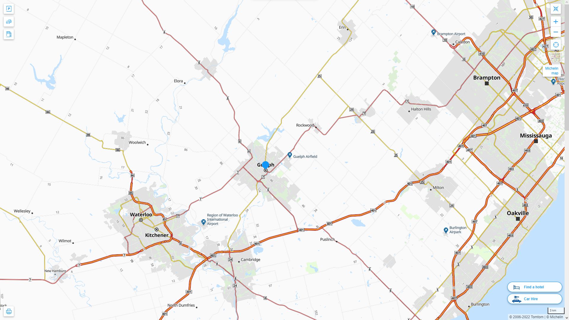 Guelph Highway and Road Map